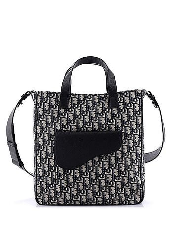 Christian Dior Saddle Tote Oblique Canvas and Leather Tall (view 1)