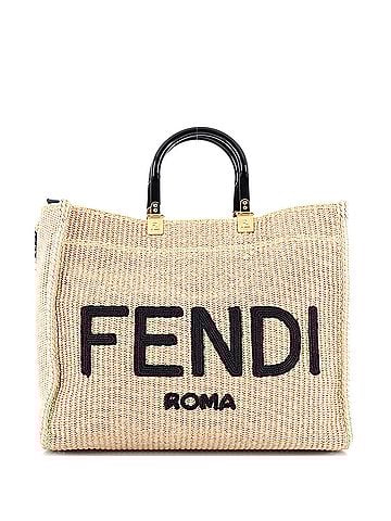 Fendi Sunshine Shopper Tote Woven Raffia Medium (view 1)