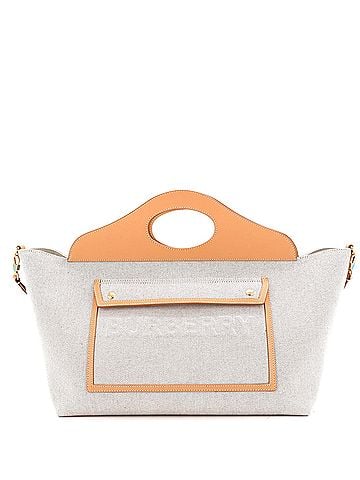 Burberry Soft Pocket Tote Canvas with Leather Medium (view 1)