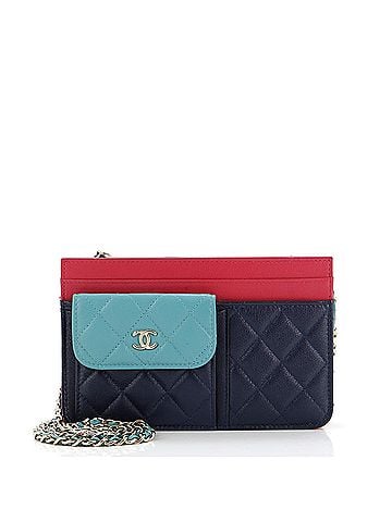 Chanel Tricolor CC Multi-Pocket Wallet on Chain Quilted Goatskin (view 1)