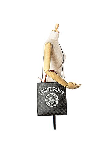 Céline Small Triomphe Coated Canvas Paris Print Vertical Cabas (view 2)