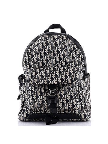 Christian Dior Front Pocket Buckle Backpack Oblique Canvas Medium (view 1)