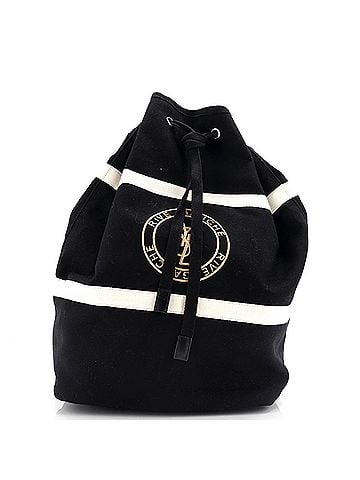 Saint Laurent Rive Gauche Drawstring Sling Bag Embroidered Canvas (view 1)