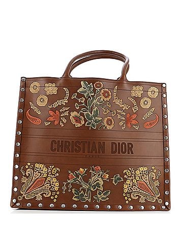 Christian Dior Book Tote Embroidered Studded Leather Large (view 1)