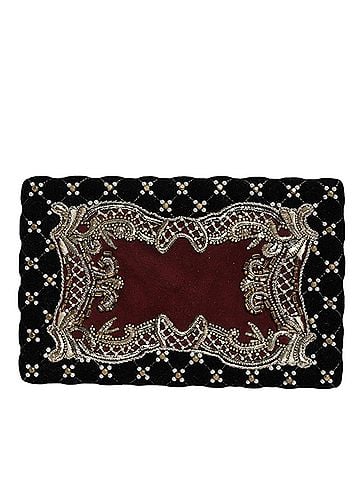 Dolce & Gabbana Basic Bordeaux Black Velvet Gold Frame Clutch Evening Purse Women's Bag (view 1)