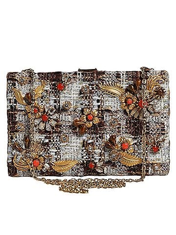 Dolce & Gabbana Basic Multicolor Tweed Floral Clutch Crossbody Women's Bag (view 1)