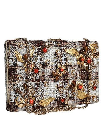 Dolce & Gabbana Basic Multicolor Tweed Floral Clutch Crossbody Women's Bag (view 2)