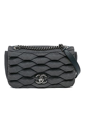 Chanel Small Pleated Denim Scale Effect Turtle Flap (view 1)