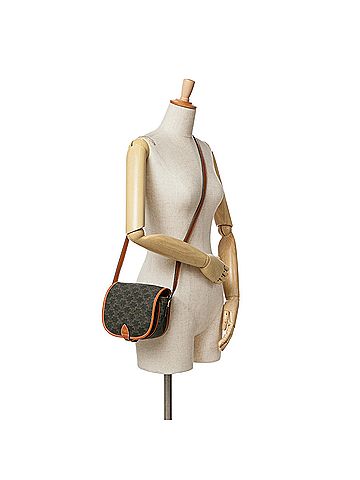 Céline Medium Triomphe Coated Canvas Folco Crossbody (view 2)