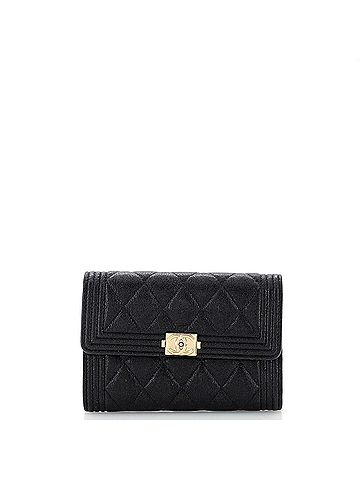 Chanel Boy Flap Wallet Quilted Caviar Long (view 1)
