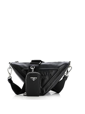 Prada Triangle Logo Zip Crossbody Bag Leather Small (view 1)