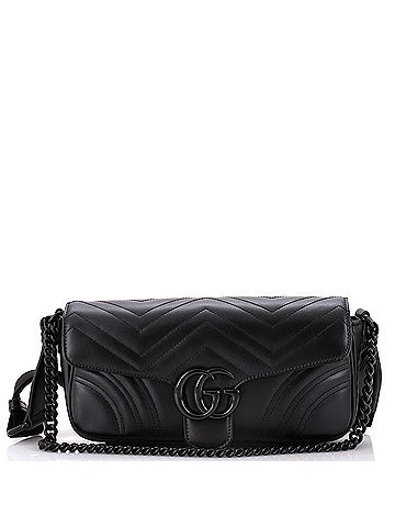Gucci GG Marmont Monochrome Flap Bag Matelasse Leather Medium (view 1)