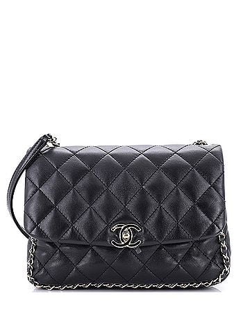 Chanel Chain Frame Enamel CC Flap Bag Quilted Lambskin Medium (view 1)