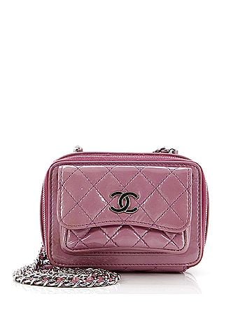 Chanel Pocket Box Camera Case Quilted Patent Mini (view 1)