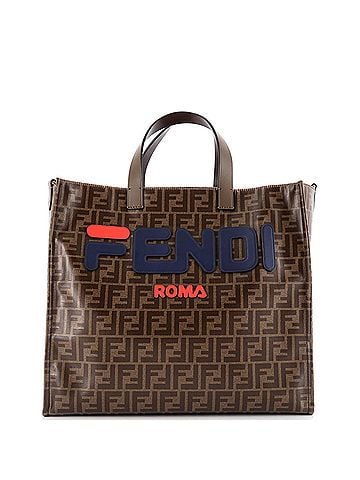 Fendi Mania Logo Shopper Tote Zucca Coated Canvas Large (view 1)
