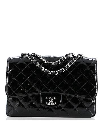 Chanel Vintage Classic Single Flap Bag Quilted Patent Jumbo (view 1)