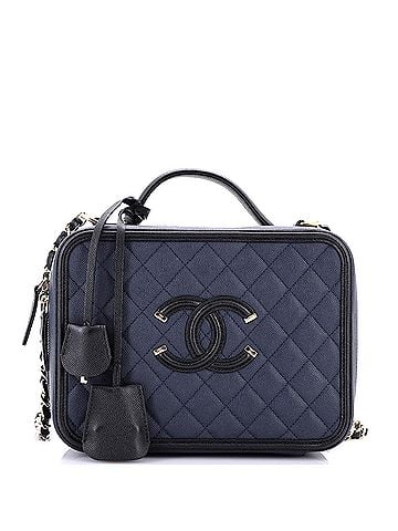 Chanel Filigree Vanity Case Quilted Caviar Large (view 1)