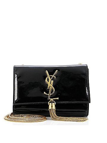Saint Laurent Classic Monogram Tassel Crossbody Bag Patent Small (view 1)