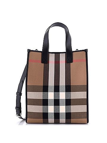 Burberry Book Tote Check E-Canvas Medium (view 1)