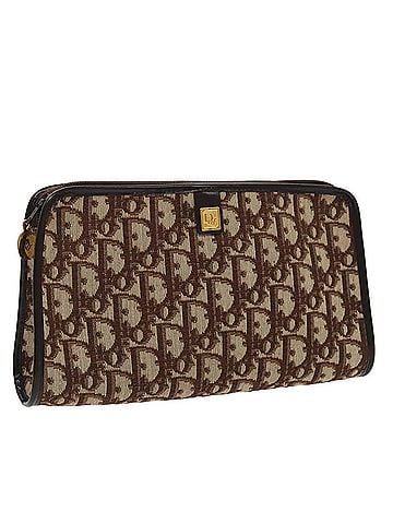 Dior Oblique Brown Canvas Clutch Bag (view 1)