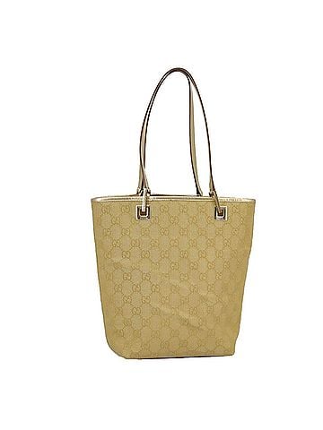 Gucci Gold Canvas Tote Bag (view 1)