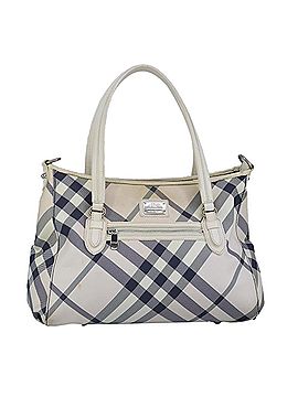 Burberry Nova Check White Canvas Tote Bag (view 1)