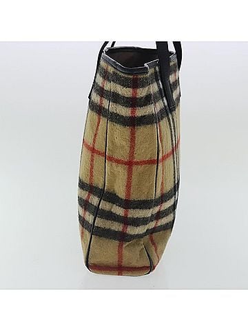 Burberry Nova Check Beige Wool Tote Bag (view 2)