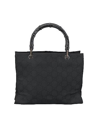 Gucci Bamboo Black Canvas Tote Bag (view 1)