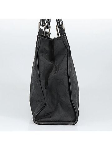 Gucci Bamboo Black Canvas Tote Bag (view 2)