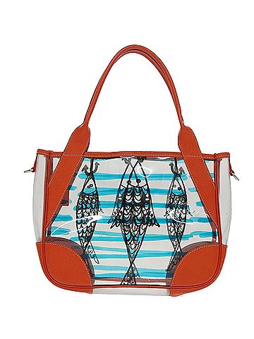 Prada Orange Vinyl Tote Bag (view 1)