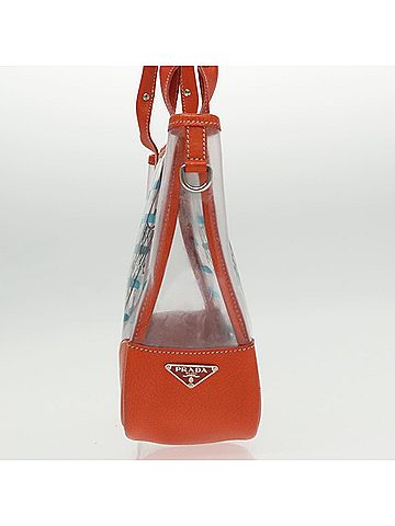 Prada Orange Vinyl Tote Bag (view 2)