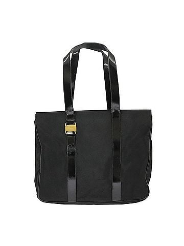 Salvatore Ferragamo Vara Black Canvas Tote Bag (view 1)