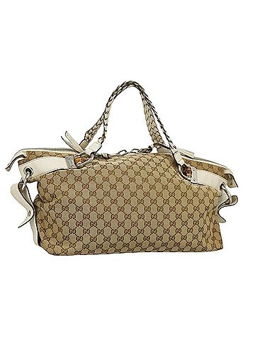 Gucci Bamboo Beige Canvas Tote Bag (view 1)