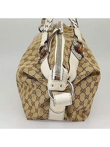 Gucci Bamboo Beige Canvas Tote Bag (view 2)