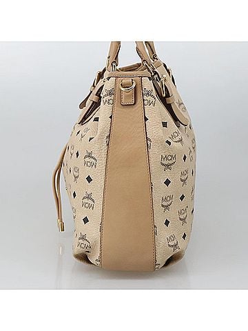 MCM Visetos Beige Canvas Tote Bag (view 2)