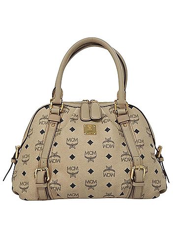 MCM Visetos Beige Canvas Handbag (view 1)