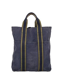 Hermès Fourre Tout Navy Canvas Tote Bag (view 1)