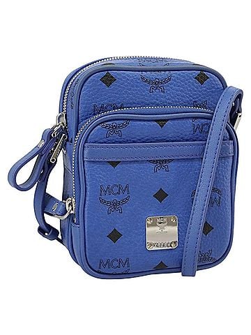 MCM Visetos Blue Canvas Shoulder Bag (view 1)