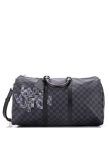 Louis Vuitton Keepall Bandouliere Bag Limited Edition Interlinked Logo Damier Graphite 50 (view 1)