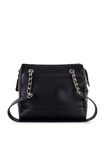 Chanel Vintage Stitched CC Shoulder Bag Caviar Small (view 1)