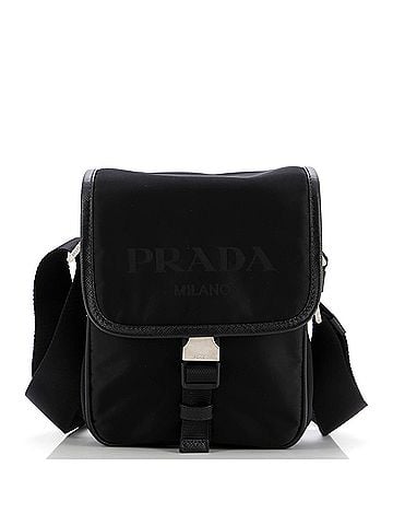 Prada Logo Flap Messenger Tessuto Mini (view 1)
