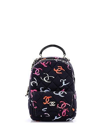 Chanel Classic CC Chain Pocket Backpack Quilted CC Printed Fabric Mini (view 1)