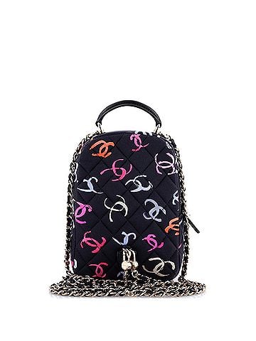 Chanel Classic CC Chain Pocket Backpack Quilted CC Printed Fabric Mini (view 2)