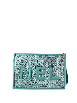 Chanel Logo Wristlet Clutch PVC Over Quilted Tweed Large (view 2)