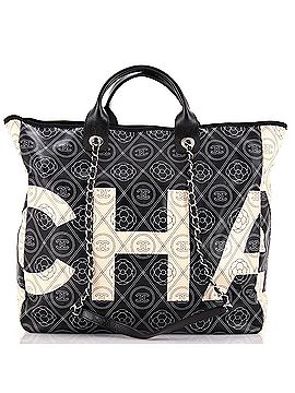 Chanel Logo Camellia Shopping Tote Printed Coated Canvas Medium (view 1)
