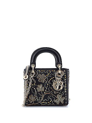 Christian Dior Lady Dior Chain Bag Embroidered Calfskin Mini (view 1)