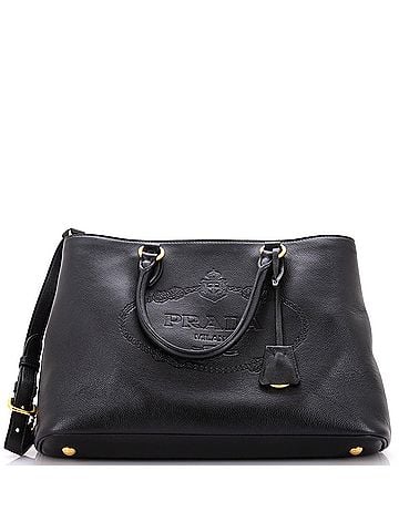 Prada Embossed Logo Convertible Open Tote Glace Calf Medium (view 1)