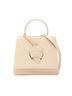 Beige structured leather handbag with top handles