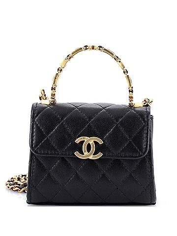 Chanel Coco Enamel Top Handle Flap Bag Quilted Lambskin Small (view 1)