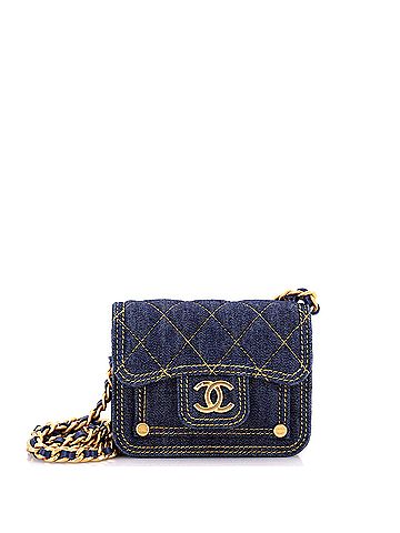 Chanel Double You CC Flap Clutch with Chain Quilted Denim (view 1)